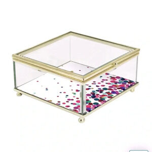 Trina Turk Dots Glass Trinket Box with Gold Trim